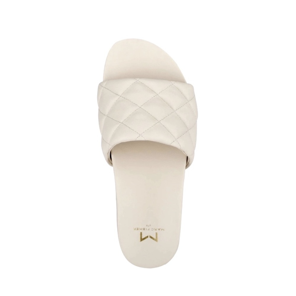 Marc Fisher Ivory Imenal Slip On Leather Sandals NWT